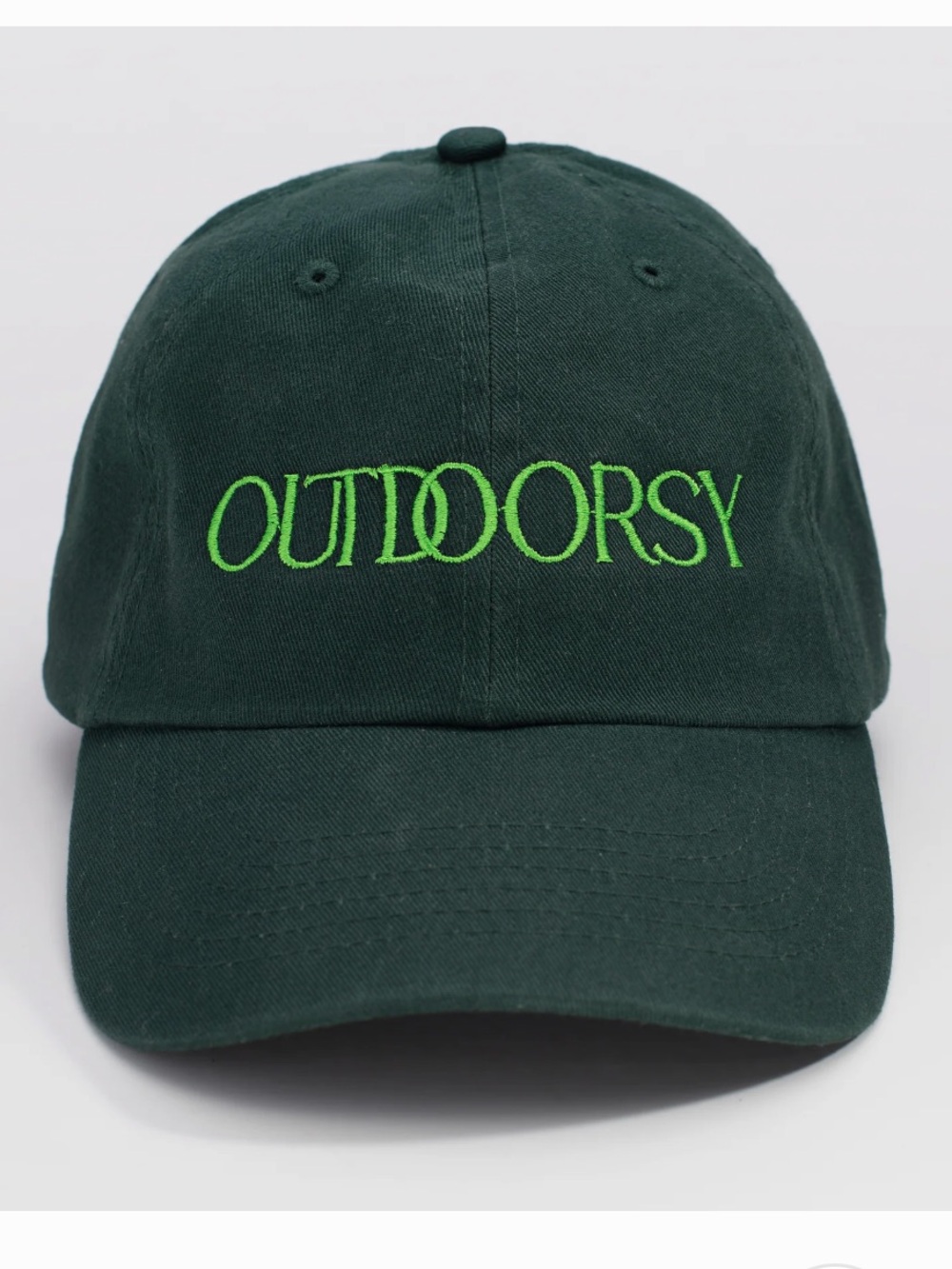 Outdoorsy Embroidered Baseball Cap in Dark Green